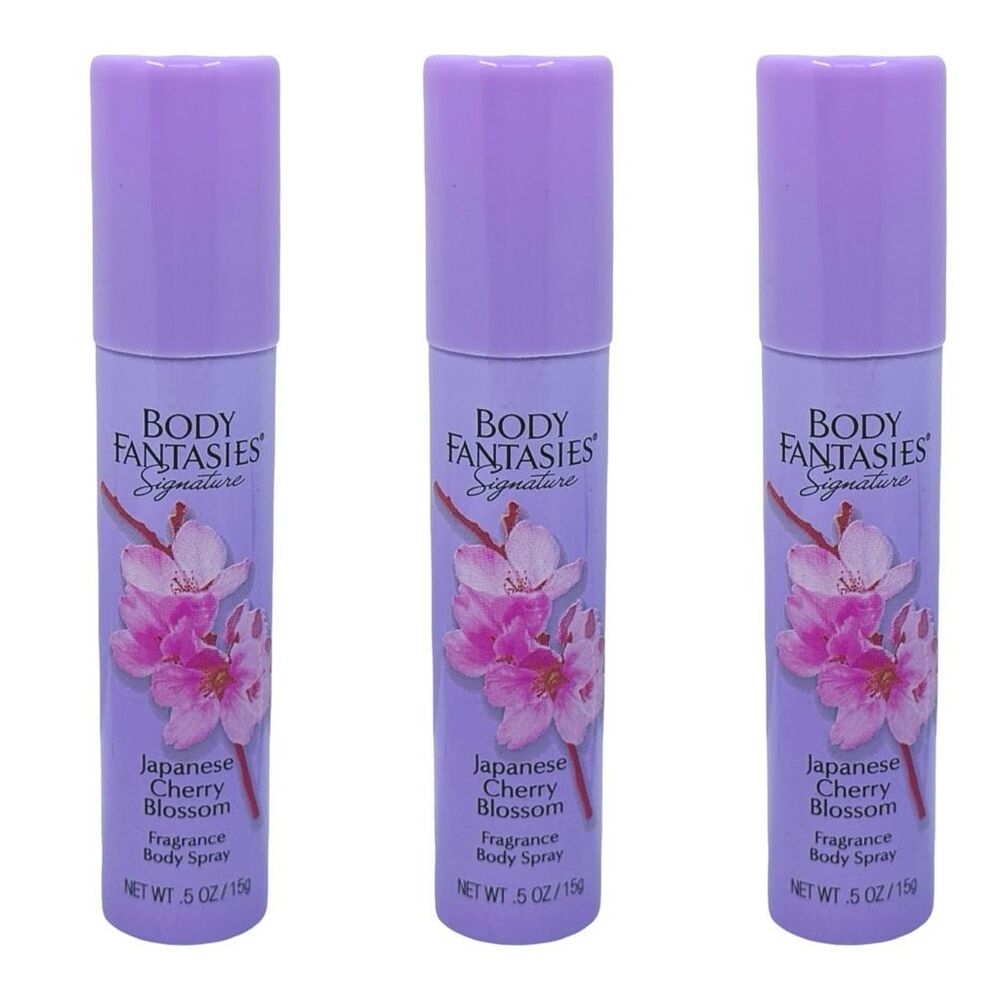 Body Fantasies Japanese Cherry Blossom Fragrance Body Spray - 3 Pack